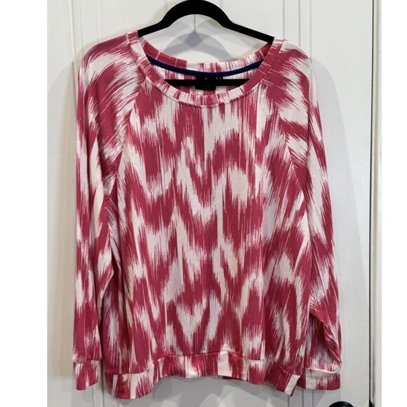 BumbleBella by Jill Martin Tops - BumbleBella Jill Martin 1x Pink & White Chevron Crew Neck Top EUC Casual Soft
